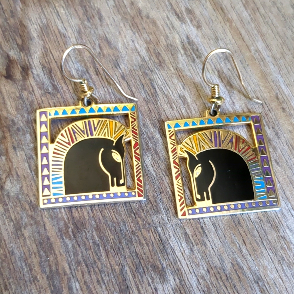LAUREL BURCH Vintage Equus Earings - Gold Horse Design